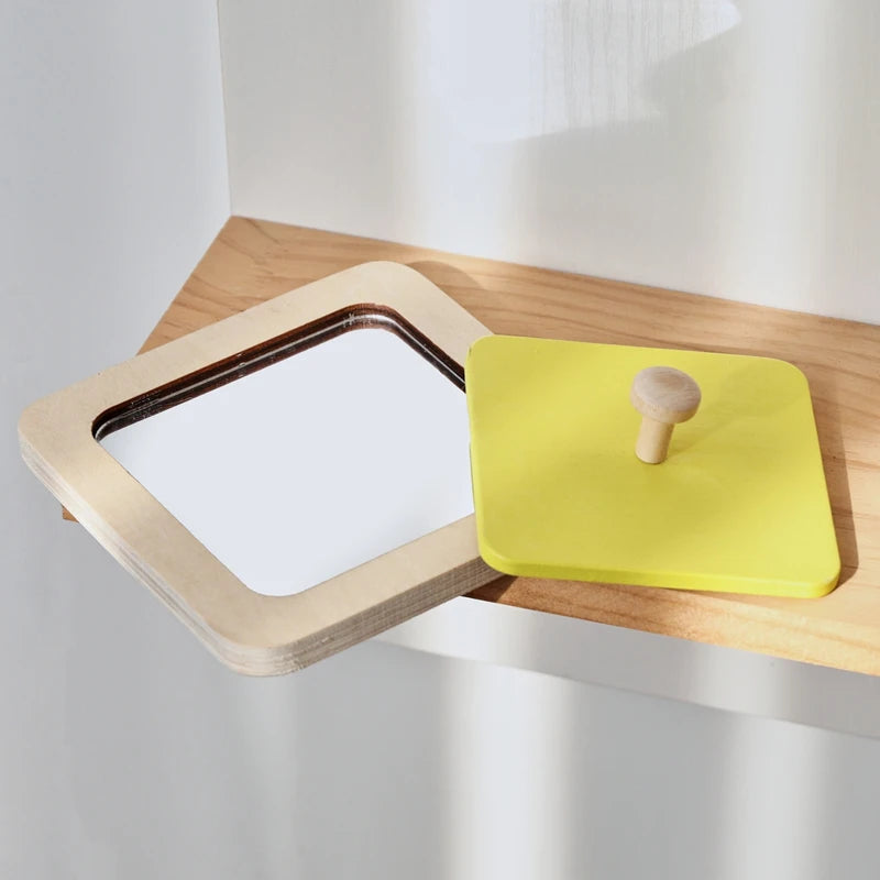 Baby Montessori Mirror Puzzle Busy Board Wooden Educational Toy for Toddlers