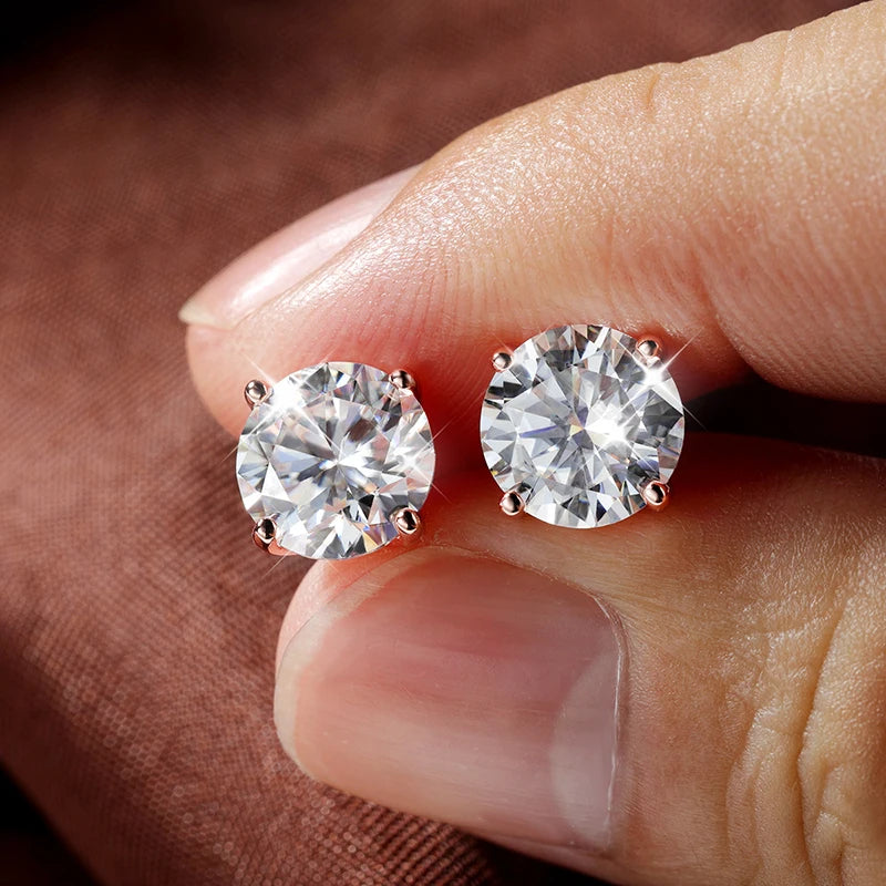 Sterling Silver Moissanite Stud Earrings for Women - Wedding & Bridal Jewelry