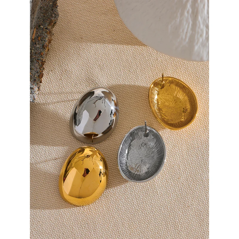Trendy Irregular Round Stainless Steel Stud Earrings - Simple Statement Jewelry