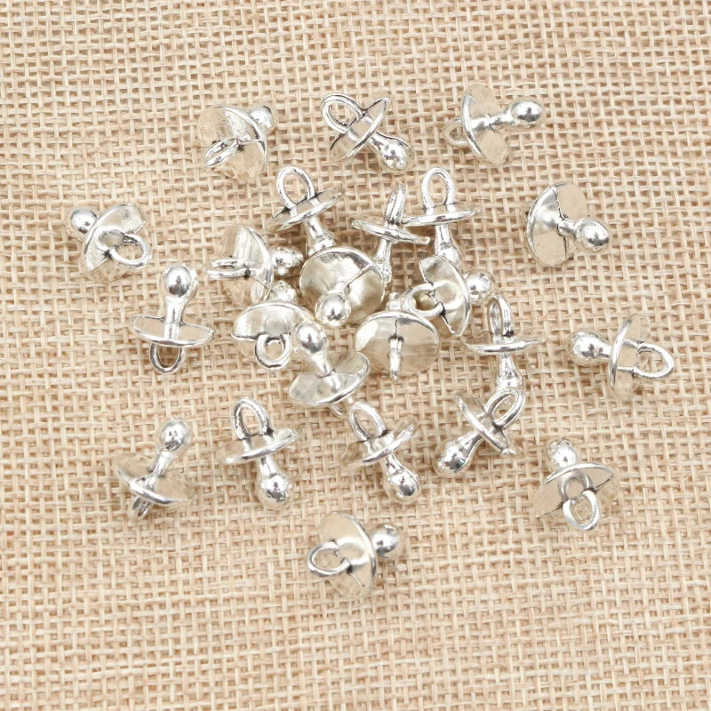 30pcs Baby Pacifier Charms Pendant Set for Jewelry Making - Handmade Tibetan Silver Plated DIY Craft Supplies