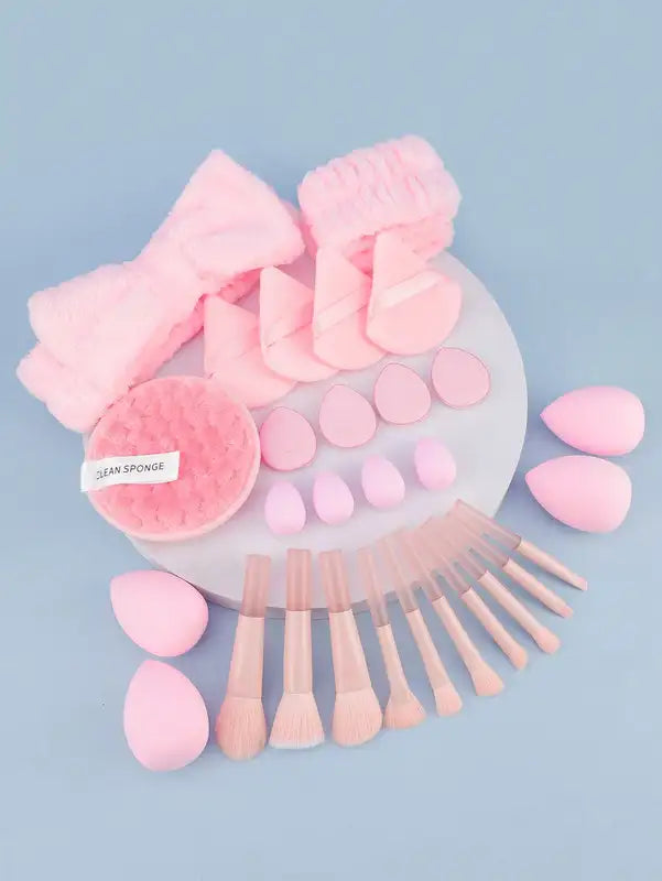 30-Piece Professional Makeup Brush Set with Accessories for Beginners, Suitable for Combination Skin