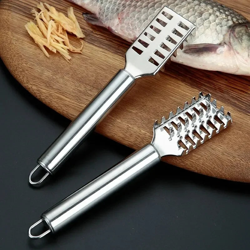 Stainless Steel Fish Scale Scraper with Toothed Blade - Multi-Size Fish Scaler Tool