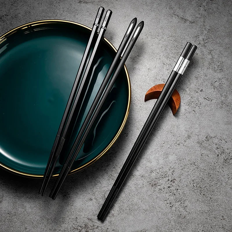 Reusable Alloy Chopsticks Set - Japanese & Korean Style Flatware for Kitchen Tableware
