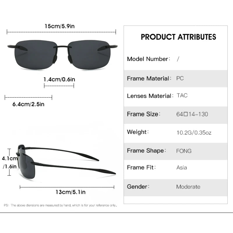 Ultra-Light Frameless Colorful Polarized Sunglasses for Men and Women UV400