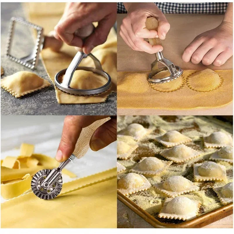 Stainless Steel Cookie Cutter Set with Pasta Press and Ravioli Mold Kit - Kitchen Tool Collection
