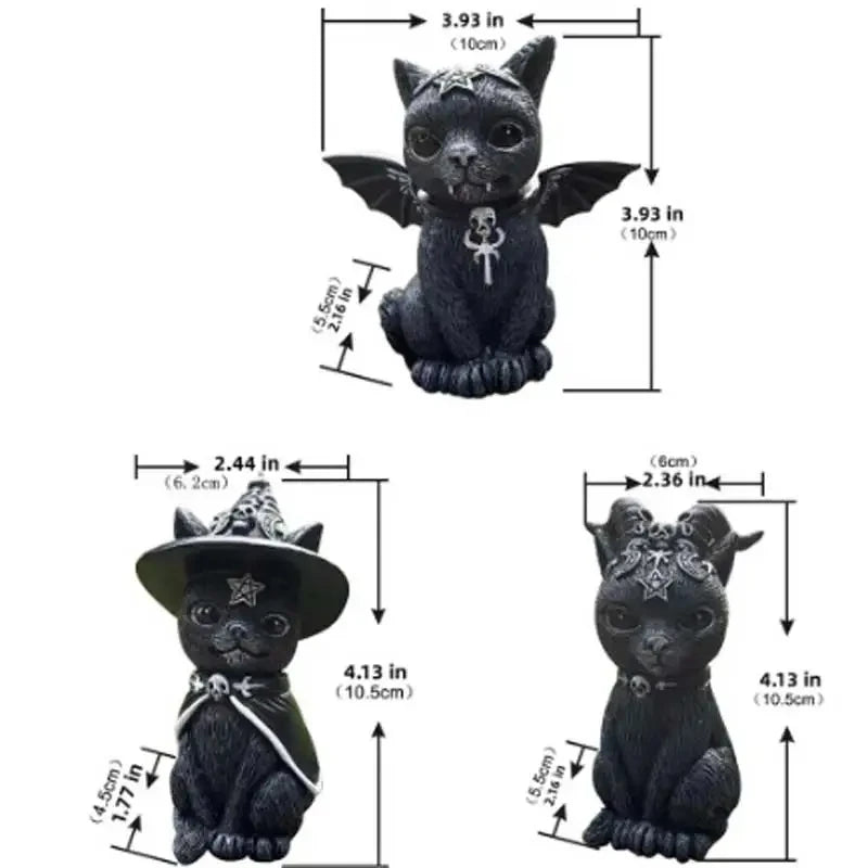 Black Cat Resin Statue Mysterious Halloween Tabletop Decoration - Cute Witch Cat Doll