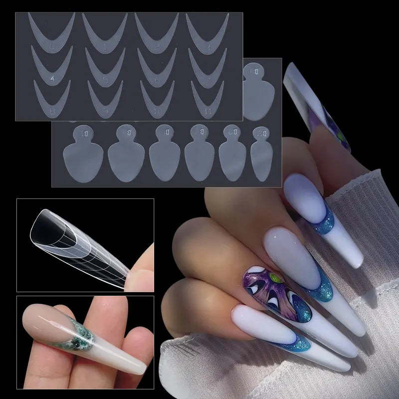 12 Pieces Crystal Nail Molds French Nail Stickers Reusable for Manicure Extension