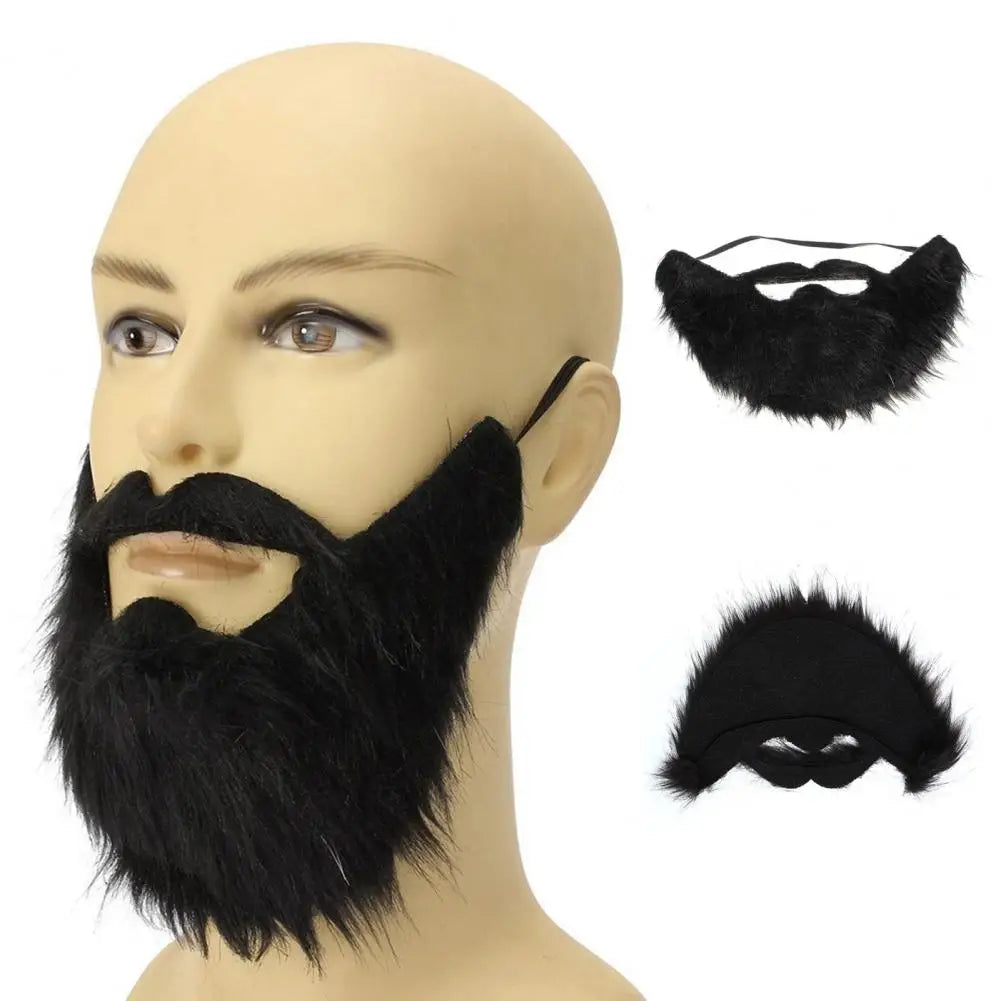 Funny Fake Beard Prop - Artificial Black Long Fluff Costume Accessory