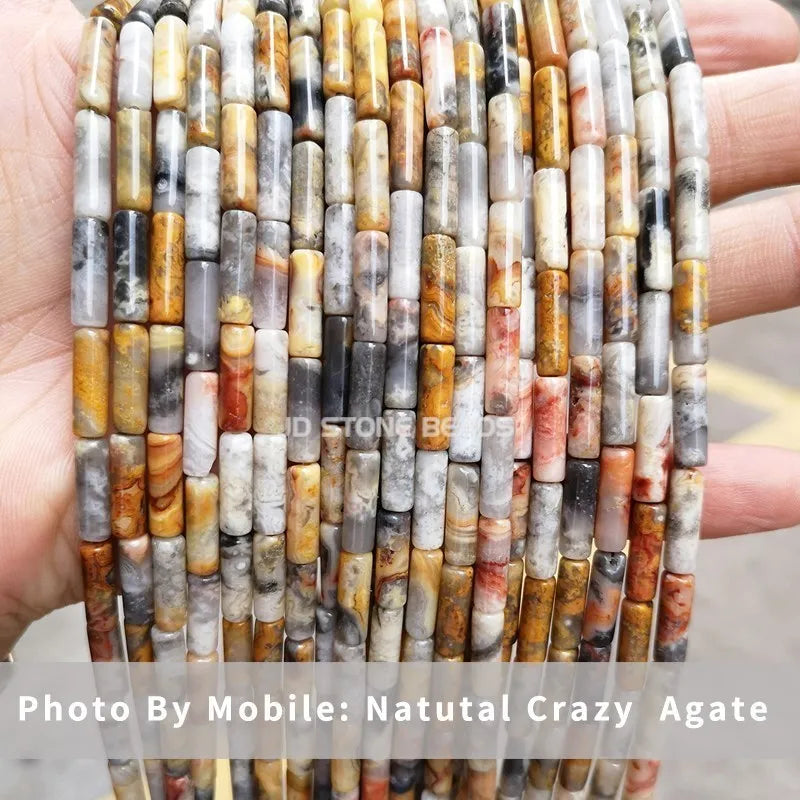 Natural Stone Agate Jasper Turquoise Beads - 4x13mm Tube Shape Loose Spacer Jewelry Making