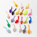 Plush Cat Toys Set - Rainbow Mouse Feather Fur Play Toys for Kittens & Cats