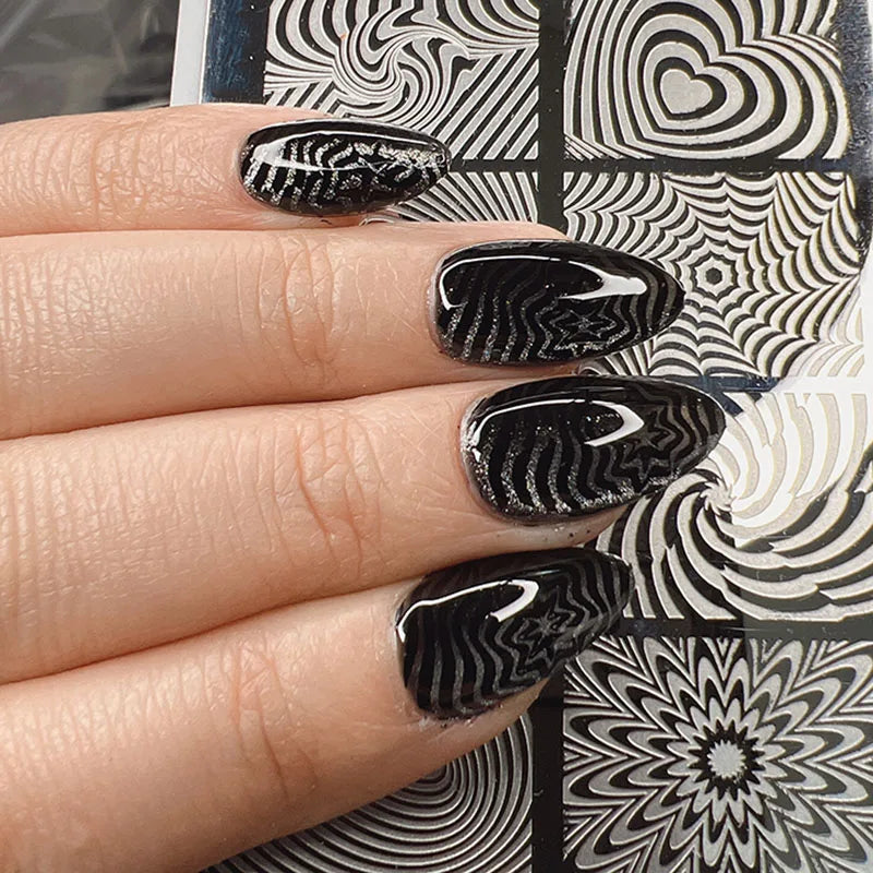 Nail Art Stamping Plates with Floral Carton Designs for Creative Manicures