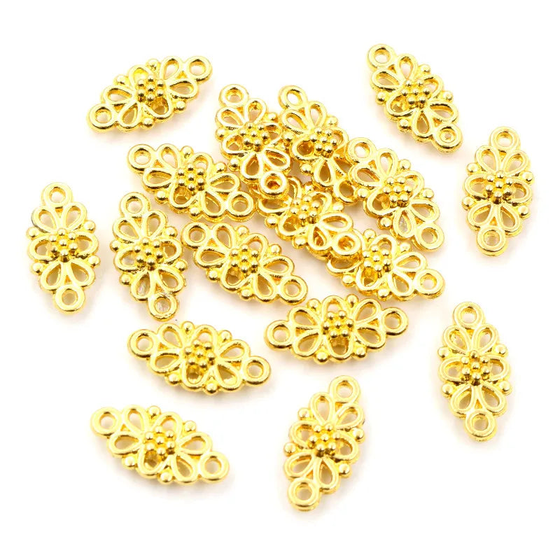 30pcs Flower Connector Charms 16x8mm Antique Silver Bronze Jewelry Supplies