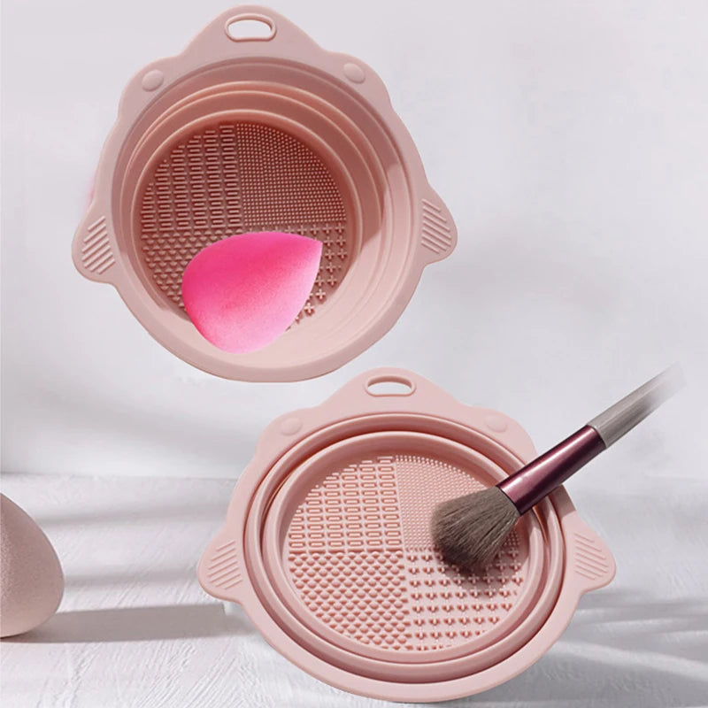 Makeup Brush Cleaner Bowl Set - Wet & Dry Cosmetic Tool Cleaning Kit
