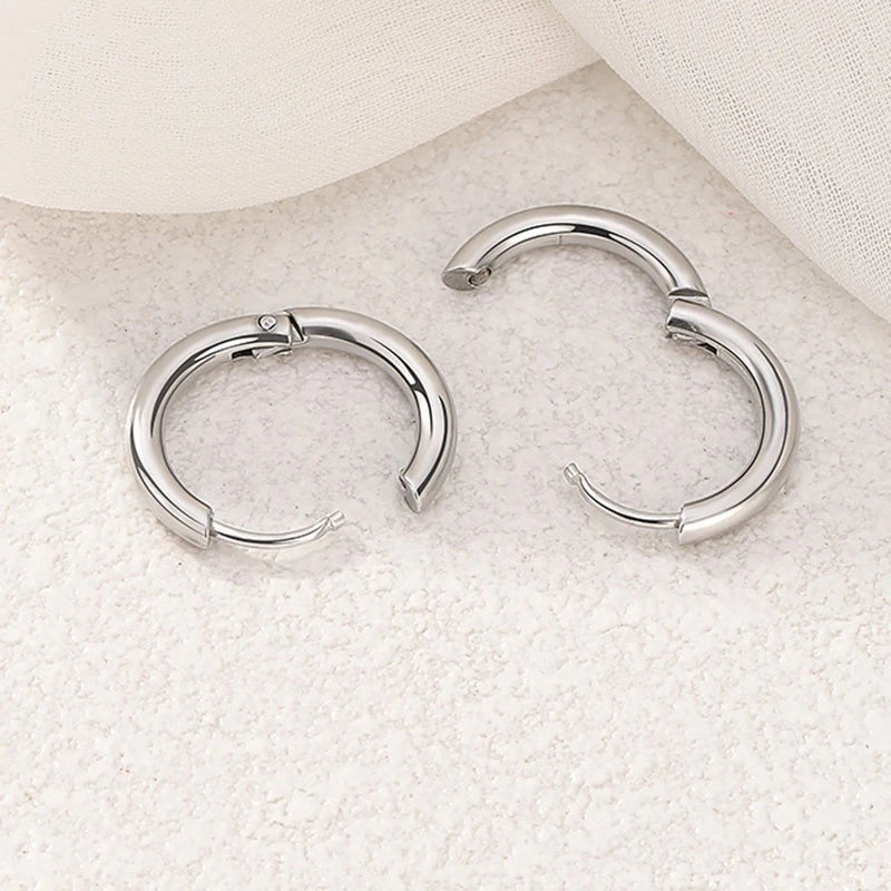 Unisex Punk Hoop Earrings Stainless Steel Round Circle Ear Jewelry