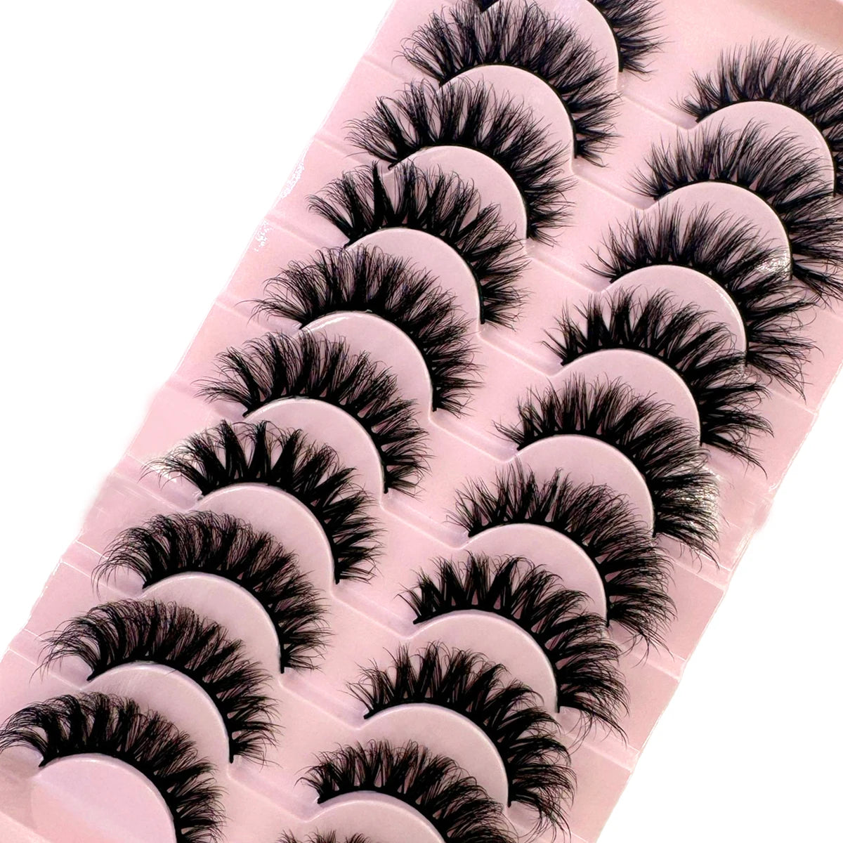 10 Pairs Fluffy Mink False Eyelashes - Natural Dramatic Look, Wispy & Long