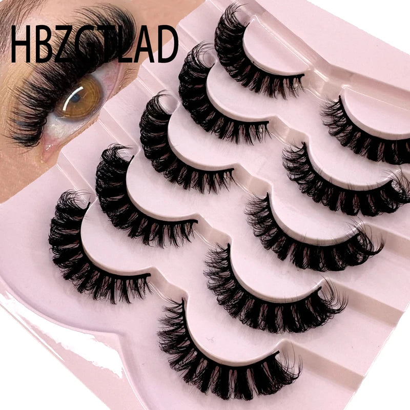 False Eyelashes 5 Pairs Wispy Natural Cross 3D Cat Eye Fluffy Makeup Accessories