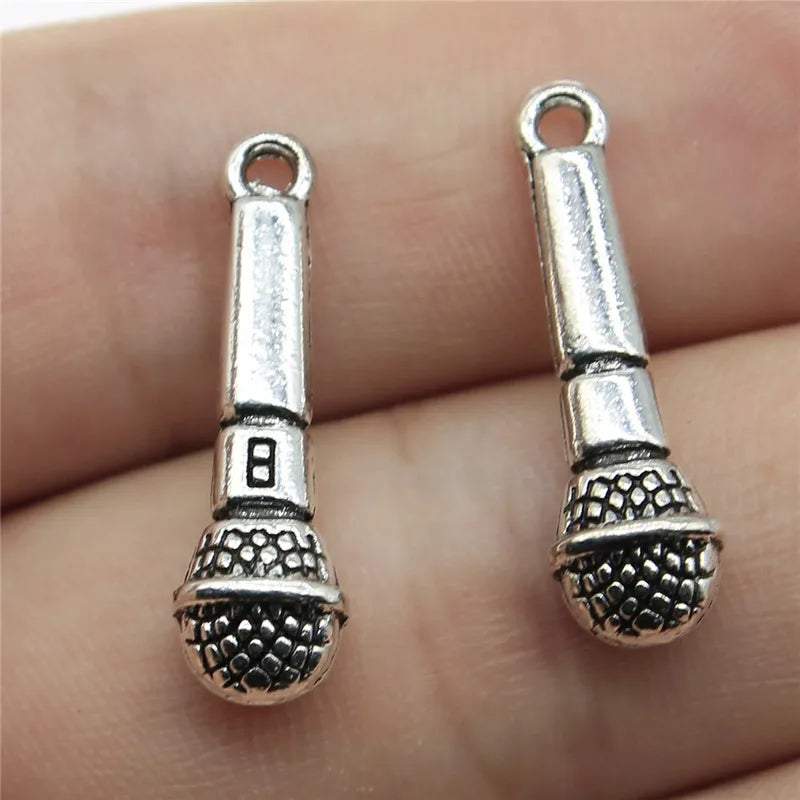 Microphone Charms Pendant Jewelry Supplies 10pcs Handmade for DIY Earrings & Bracelets