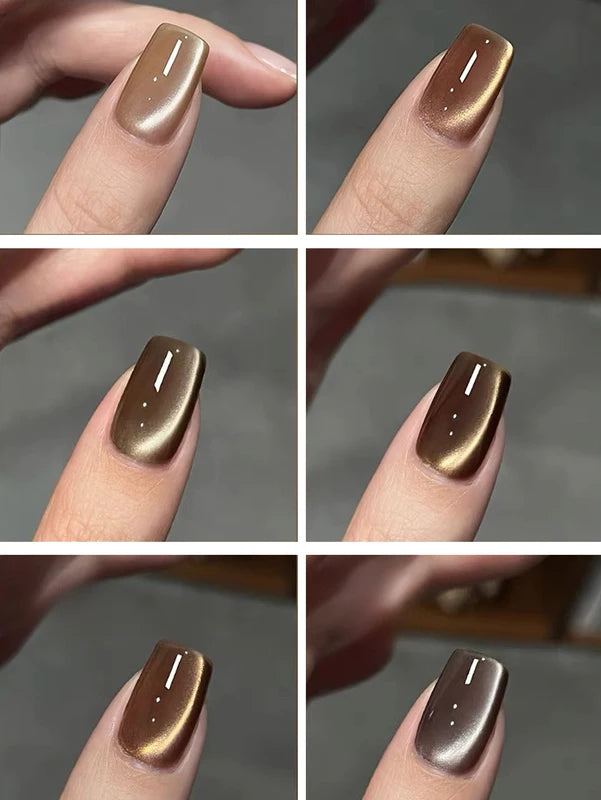 Nail Art Beads Set for Gel Nails - Autumn Night Cat Eye Embellishments, Glass Beads