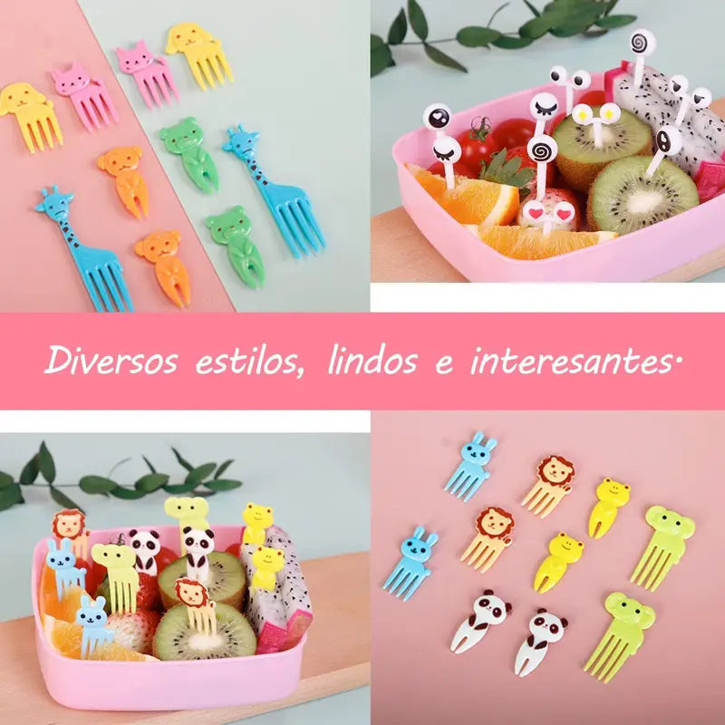 Kids Fruit Forks Set for Lunch Boxes - Mini Plastic Dessert & Snack Forks