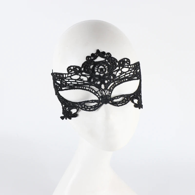 Black Queen Lace Mask with Embroidery for Masquerade Costume Woman Accessories