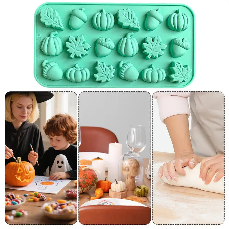 Fall Silicone Molds 18-Cavity Pumpkin Pine Cone Maple Leaves Craft Molds