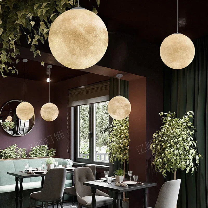 Modern Moon LED Pendant Lights for Living Room Dining Bedroom Home Decor