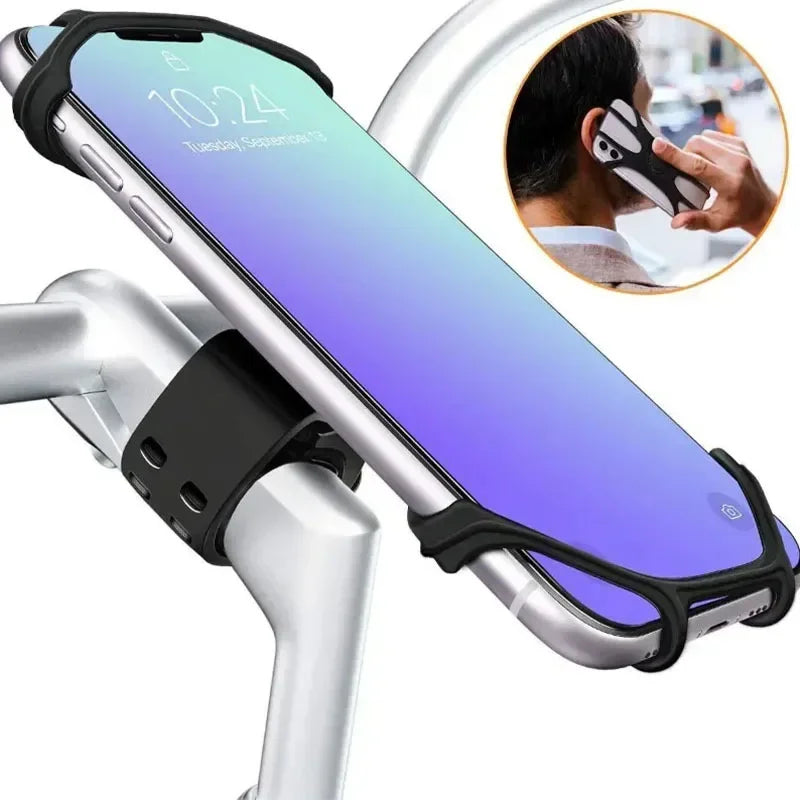 360 Rotatable Bicycle Motorcycle Phone Holder Silicone Support Mount for All Phones