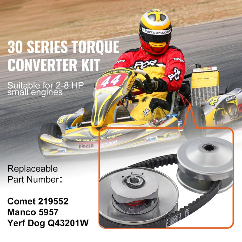 Go-Kart Torque Converter Kit for Small Engines 2-8 HP Replacement Clutch Drive Belt