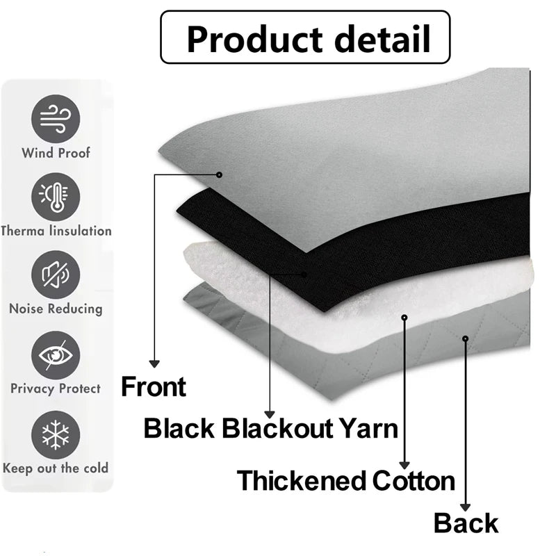 Winter Thickened Cotton Blackout Insulated Curtains for Bedroom & Living Room