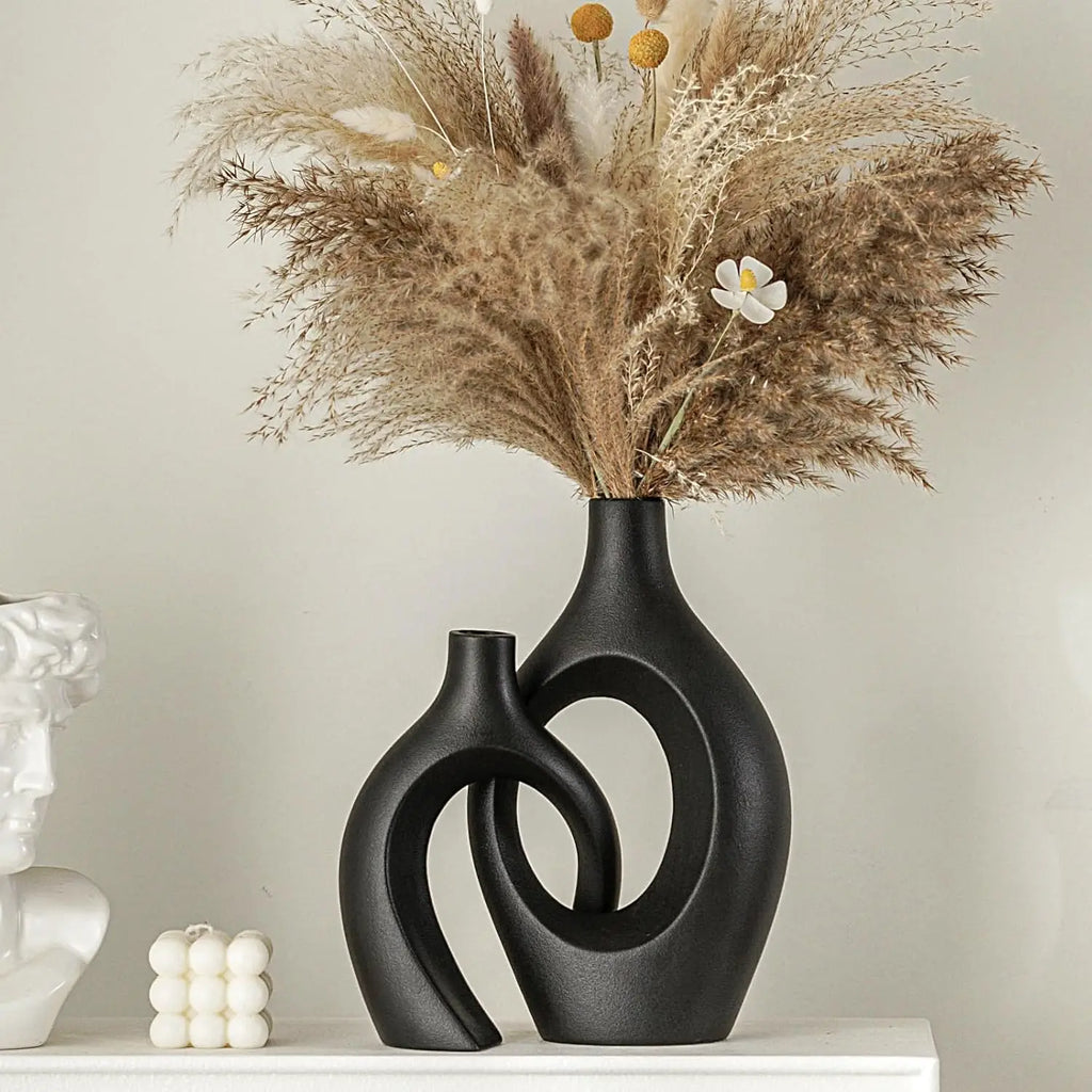 Imitation Ceramic Vase Set - Modern Minimalist Flower Display for Living Room Decor