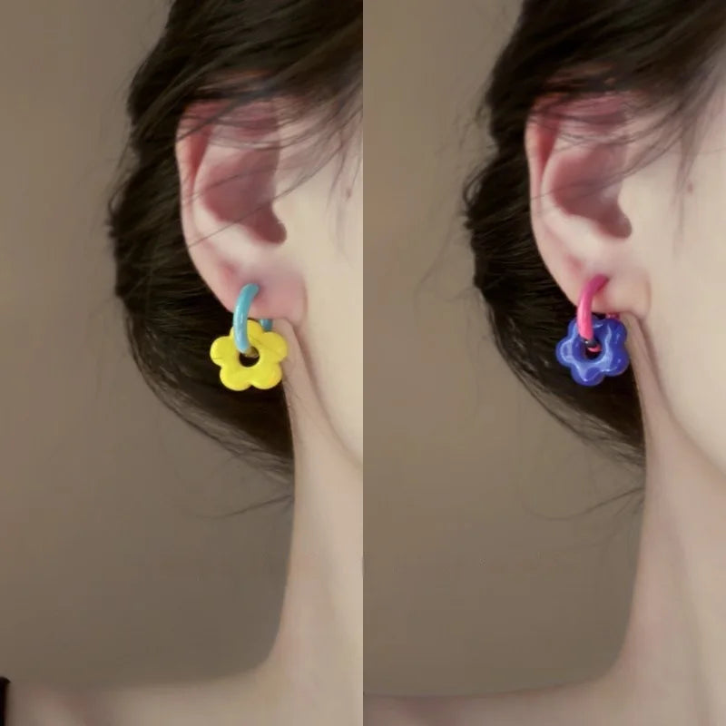 Fashion Multicolour Contrast Dismantle Hoop Earrings for Women Summer Jewelry Gift