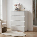 White Fluted 4-Drawer Chest of Drawers - Tall Storage Dresser for Bedroom & Living Room