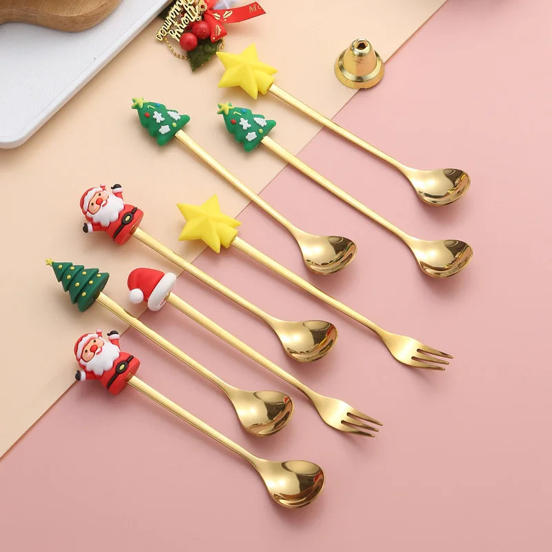 Christmas Stainless Steel Flatware Set - Forks & Spoons Gift Set in Multiple Colors