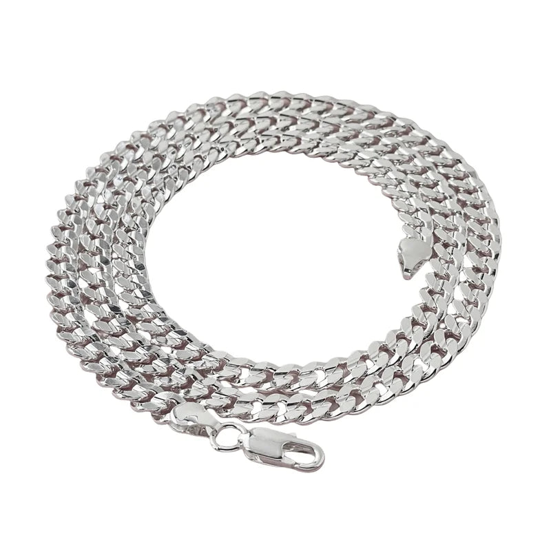 925 Sterling Silver Cuban Necklace for Men Women 7MM Wedding Jewelry Gift