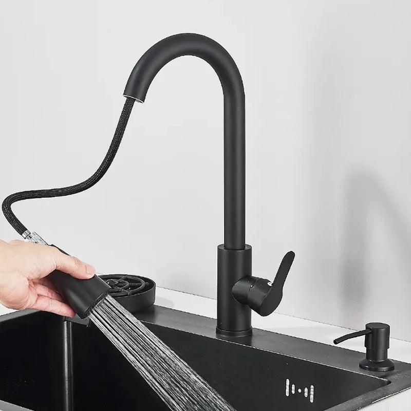 Large Stainless Steel Kitchen Sink with Integrated Faucet & Drain Basket