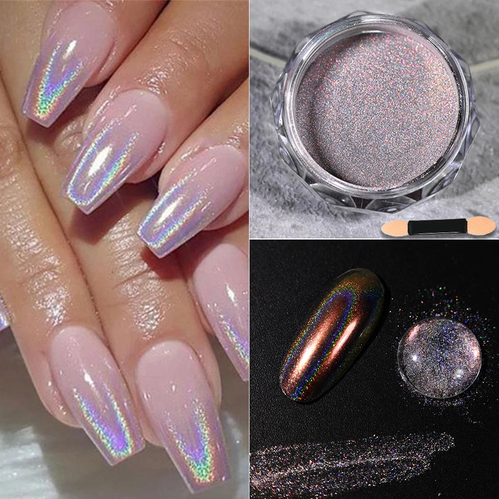 Mirror Nail Glitter Set - Ultra Fine Sparkly Holographic Metallic Powder