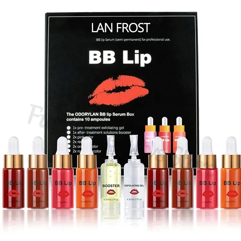Lip Care Set with Tinted Ampoule Gloss - Semi-Permanent Hydrating Lip Color