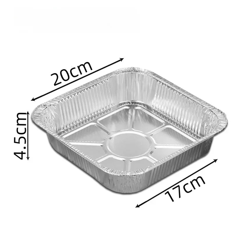 20CM Aluminum Foil Pan for Air Fryer Baking and Grilling - Oil-proof, Non-Stick, Square Food Container