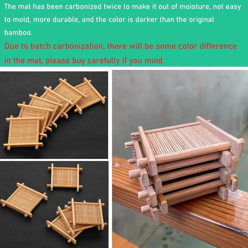 6-Piece Bamboo Tea Coaster Set for Espresso and Small Glass Cups