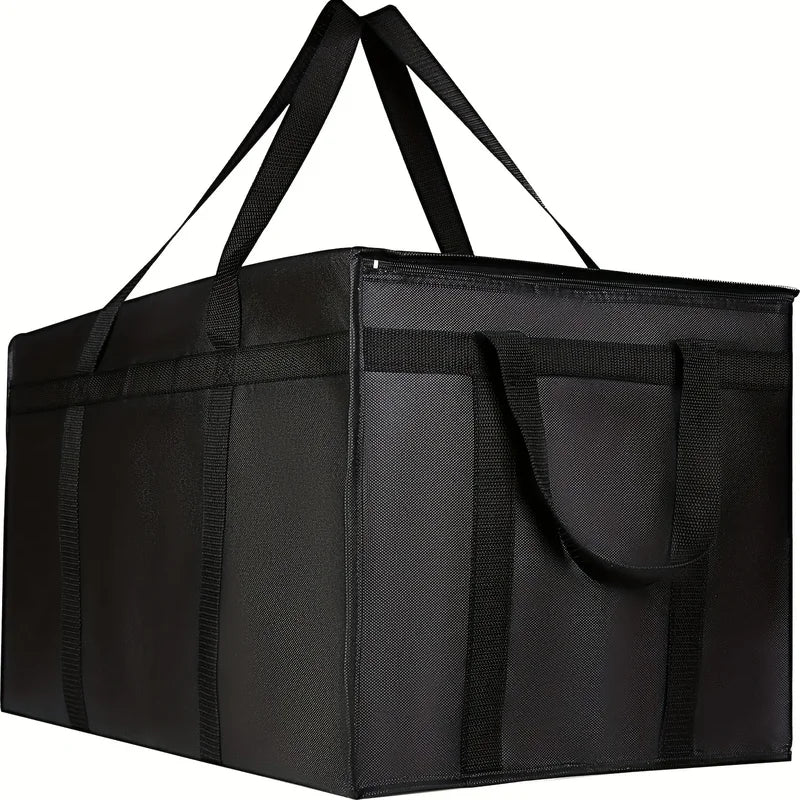 Large Reusable Insulated Food Bag - Foldable Hot Cold Takeout Tote