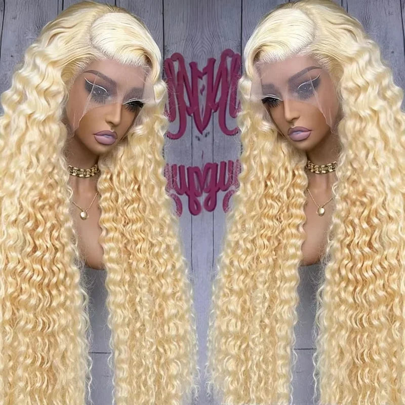 Deep Wave Lace Front Wigs 13x6 HD Lace Frontal Curly Human Hair Honey Blonde