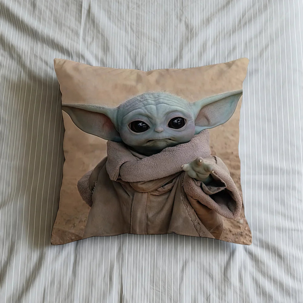 Grogu Star Wars Cushion Cover - Decorative Square Pillow Case for Sofa Bed Living Room