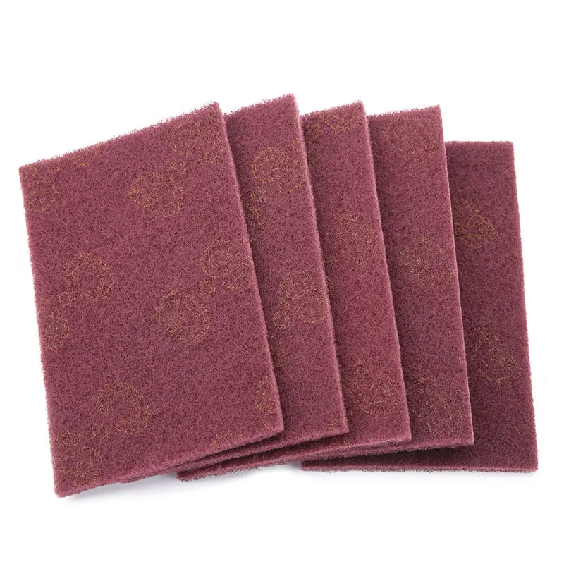 5Pcs Abrasive Hand Scouring Pads for Cleaning and Polishing - Green & Red