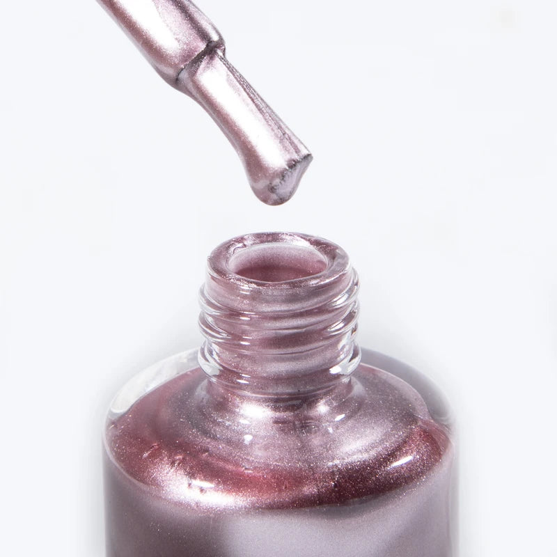 Metallic Rose Gold Nail Polish - Fast Drying Mirror Effect, Strengthens Nails, 12ml