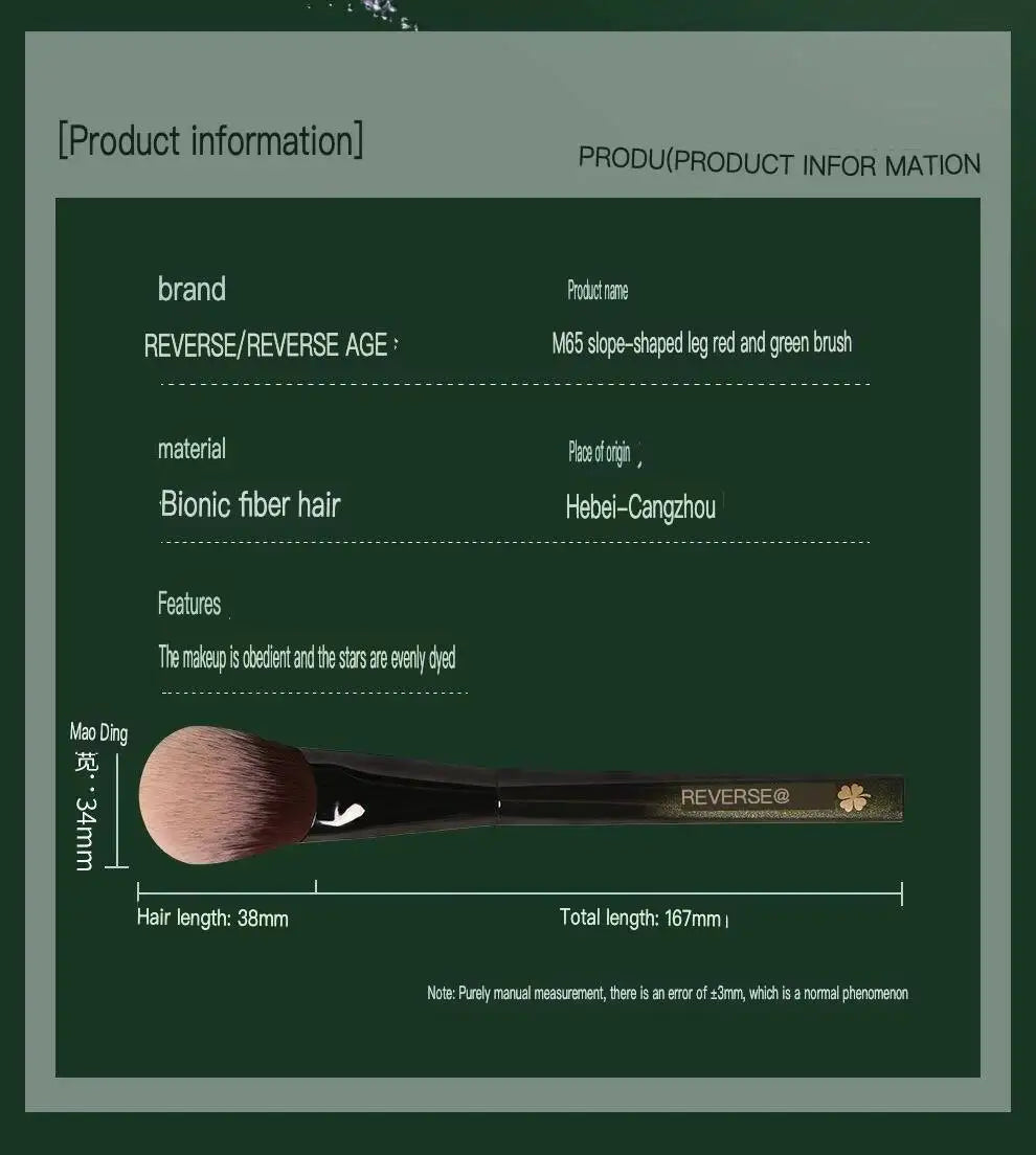 Reverse Age M65 Bevel Makeup Brush with Blush for Flawless Face Application