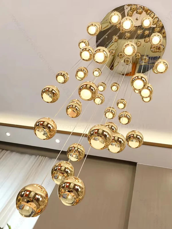 Minimalist Circular Staircase Ceiling Chandelier for Living Room & Loft Lighting