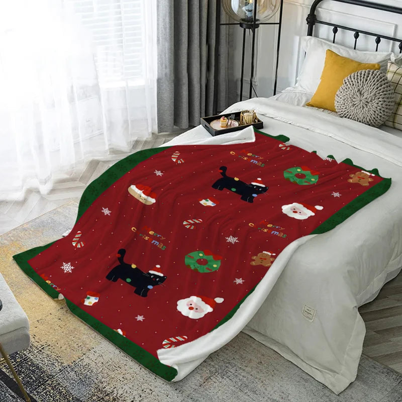 Soft Microfiber Christmas Snowflake Throw Blanket for Sofa & Bedroom