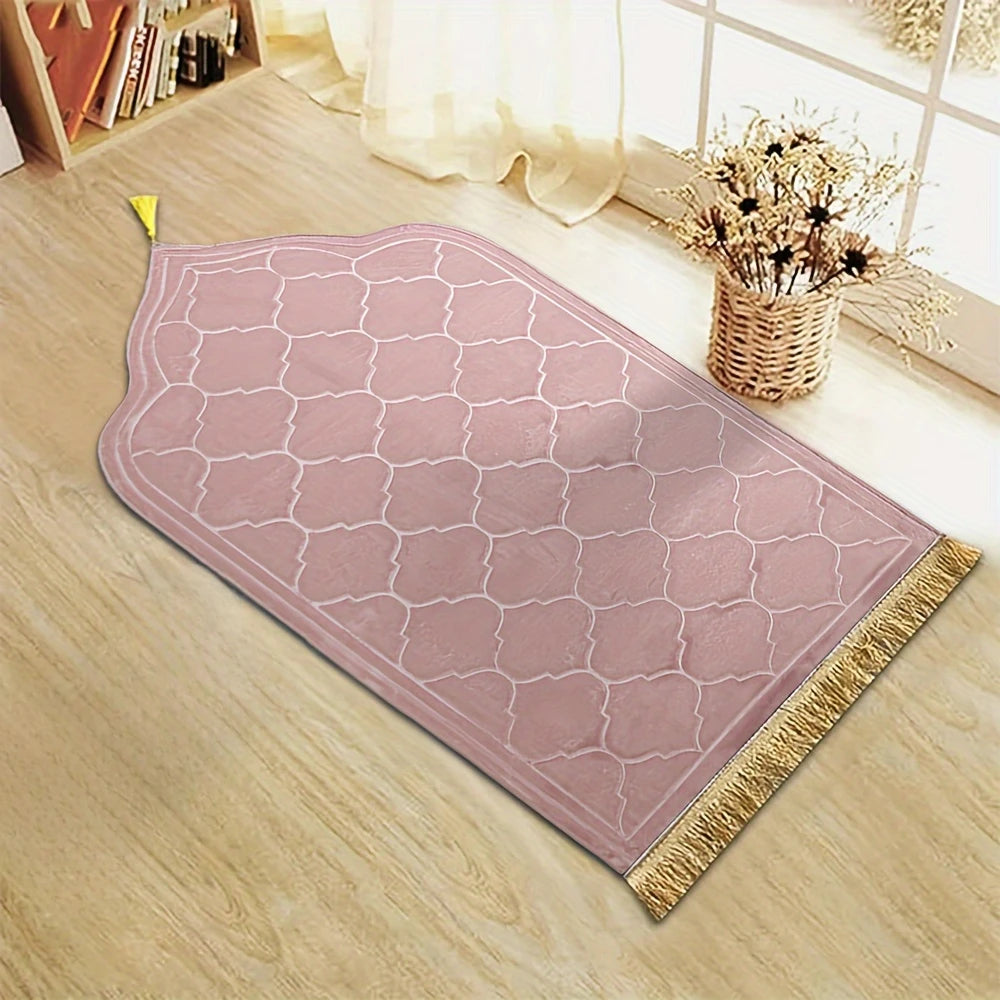 Thick Soft Prayer Mat with Tassel – Portable Embossed Cushion for Multiple Scenes