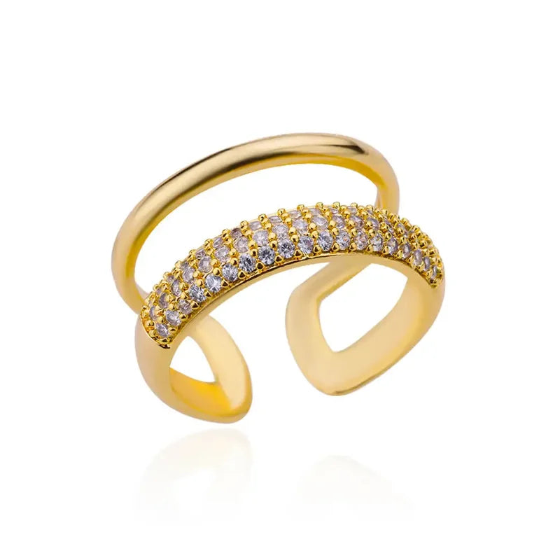 Open Stainless Steel Zircon Rings for Women - Trendy Wedding Jewelry
