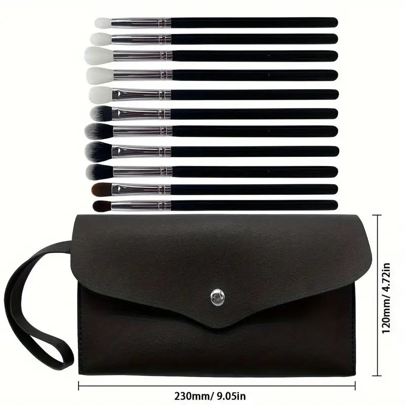 11pcs Synthetic Eyeshadow Brush Set with Nylon Bristles & Wooden Handles - Fragrance-Free
